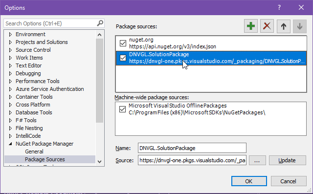 Package sources configuration